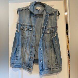 Band of Gypsies Light Blue Studded Denim Cutoff Jacket / Vest
